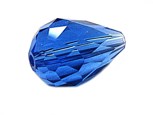 Glasschliffperle Tropfen, funkelnd, 15x10mm, blau